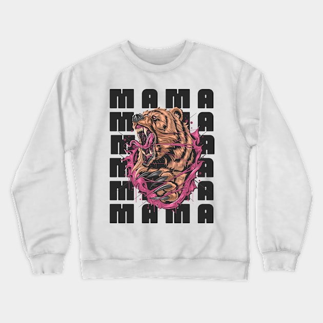 Mama Grizzly Bear Graphic Art Illustration Crewneck Sweatshirt by AddiBettDesigns